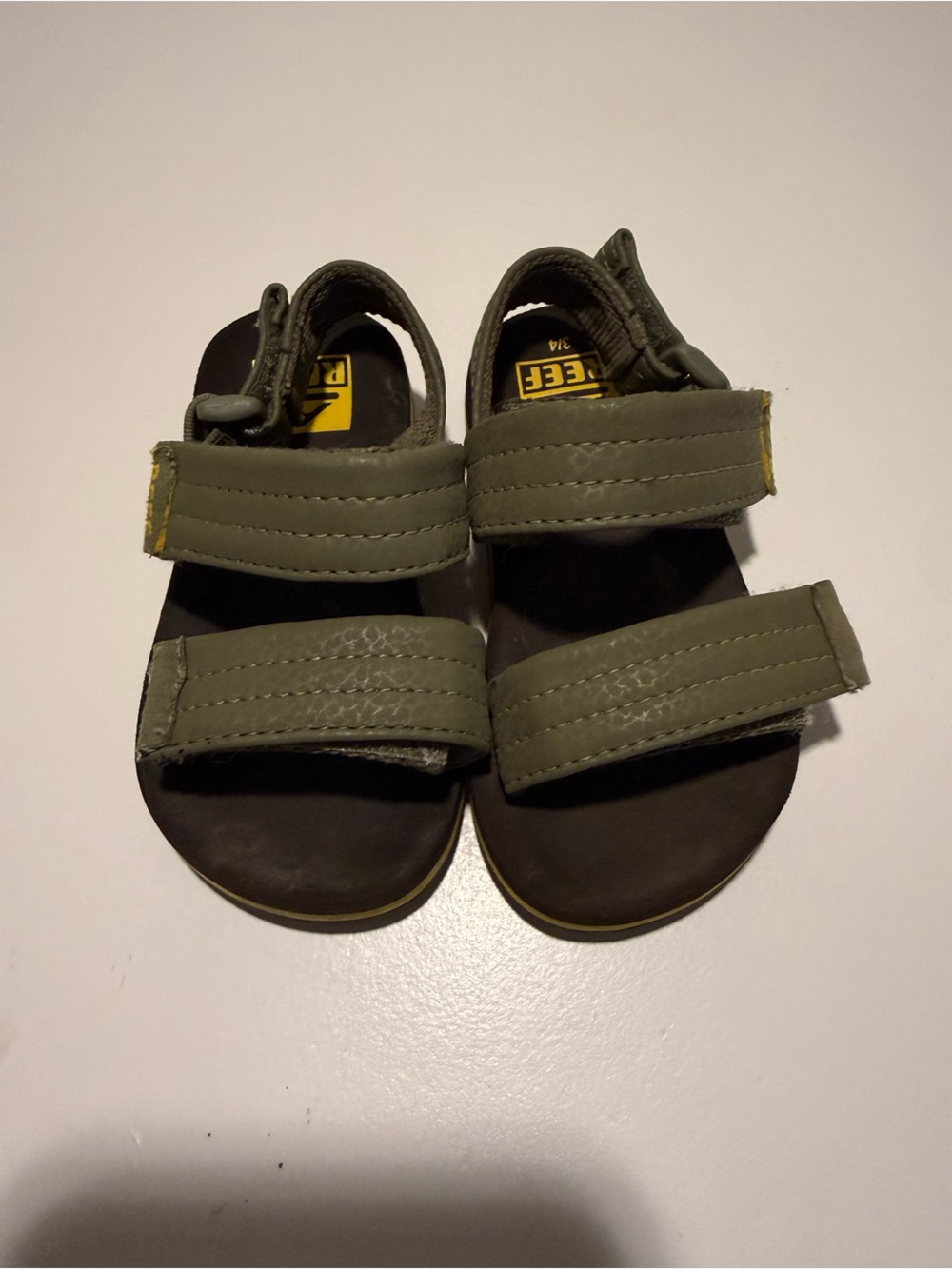 Reef Kids Olive Green Hook & Loop Play Sandals 3/4